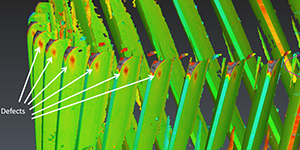 3D point cloud of gear reveals micron-level defects.